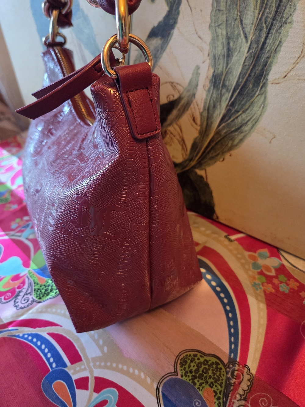 Juicy Couture Pink Fuchsia Gold Tone Chunky Braided Metal Handle Shoulder Bag - Picture 16 of 16